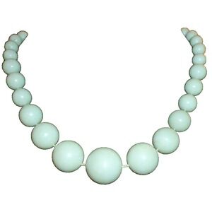 Vintage White Milk Glass Graduated Bead Knotted Necklace 17 Inch Retro Jewelry